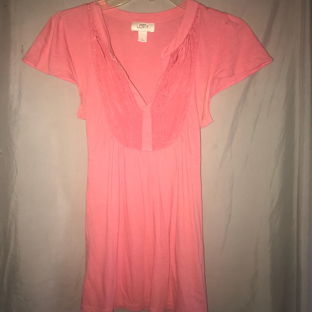 Ann Taylor LOFT coral tie in back summer top